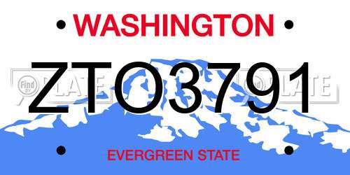 ZTO3791 Washington License Plate