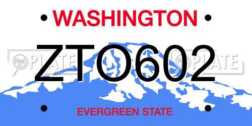ZTO602 Washington License Plate