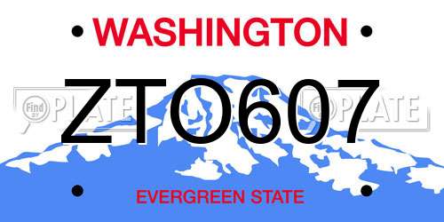 ZTO607 Washington License Plate