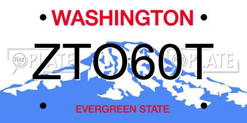 ZTO60T Washington License Plate