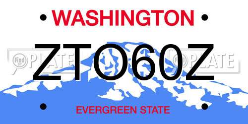 ZTO60Z Washington License Plate