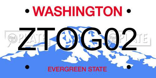 ZTOG02 Washington License Plate