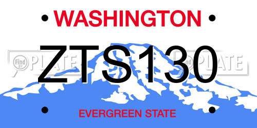 ZTS130 Washington License Plate