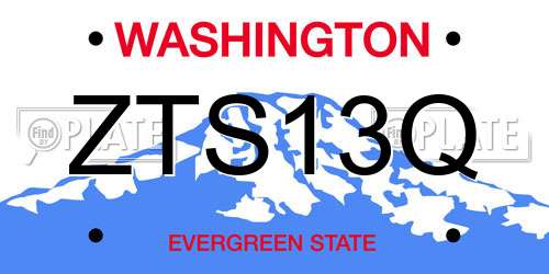 ZTS13Q Washington License Plate