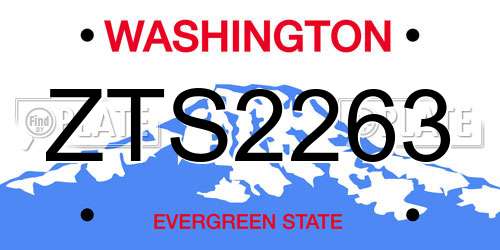 ZTS2263 Washington License Plate