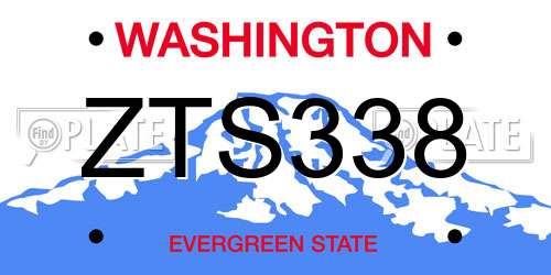 ZTS338 Washington License Plate