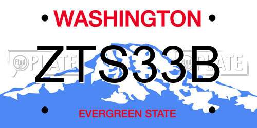 ZTS33B Washington License Plate