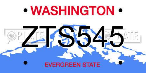 ZTS545 Washington License Plate