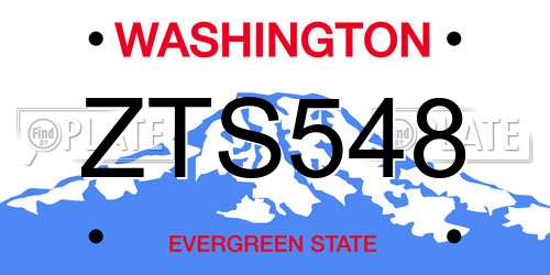 ZTS548 Washington License Plate