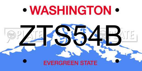 ZTS54B Washington License Plate