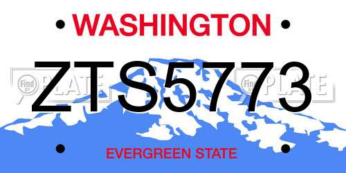 ZTS5773 Washington License Plate