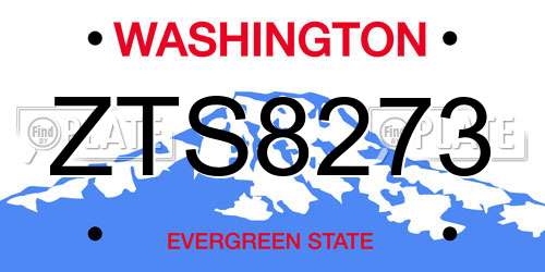ZTS8273 Washington License Plate