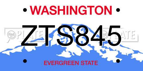 ZTS845 Washington License Plate