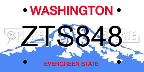 ZTS848 Washington License Plate