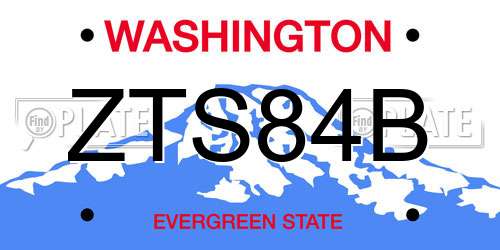 ZTS84B Washington License Plate