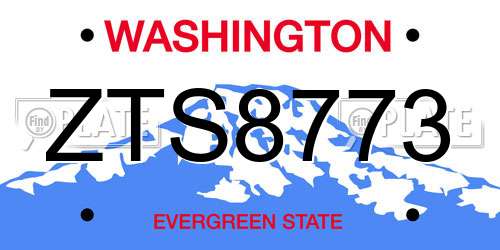 ZTS8773 Washington License Plate