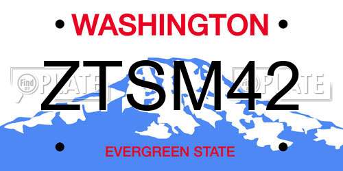 ZTSM42 Washington License Plate