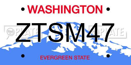 ZTSM47 Washington License Plate