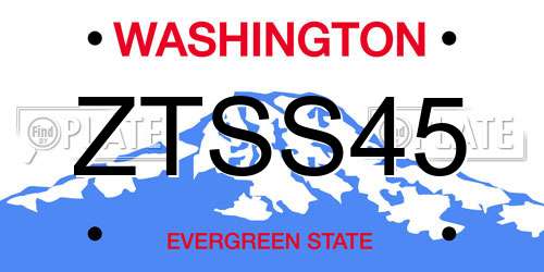 ZTSS45 Washington License Plate