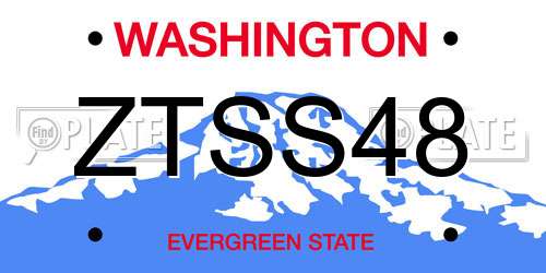 ZTSS48 Washington License Plate