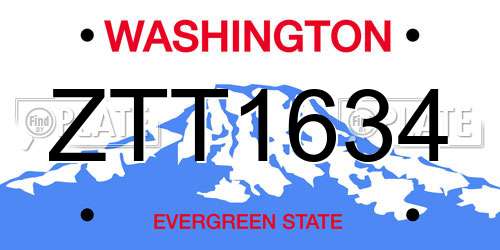 ZTT1634 Washington License Plate