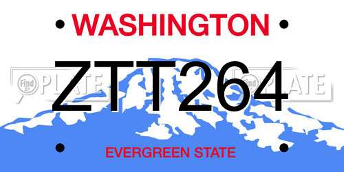 ZTT264 Washington License Plate