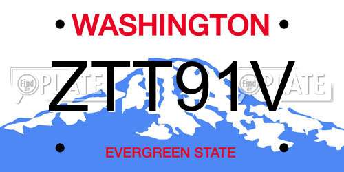 ZTT91V Washington License Plate