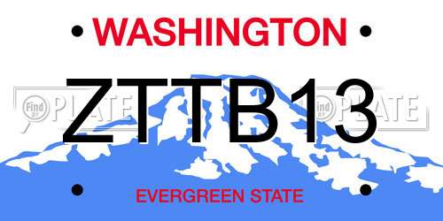ZTTB13 Washington License Plate