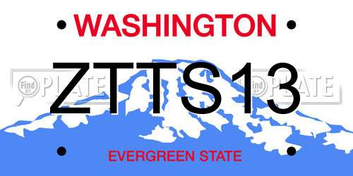 ZTTS13 Washington License Plate