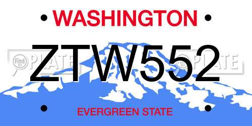 ZTW552 Washington License Plate