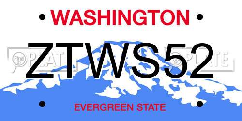 ZTWS52 Washington License Plate