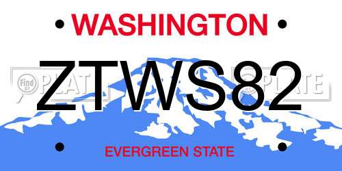 ZTWS82 Washington License Plate