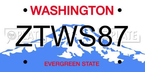 ZTWS87 Washington License Plate