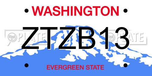 ZTZB13 Washington License Plate