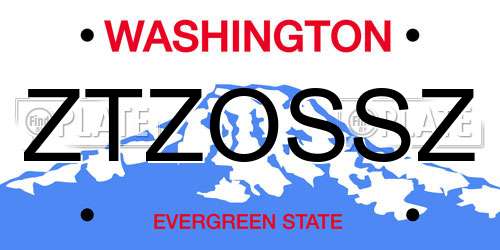 ZTZOSSZ Washington License Plate