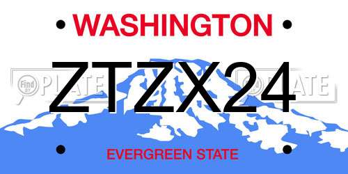 ZTZX24 Washington License Plate