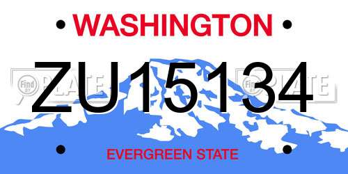 ZU15134 Washington License Plate