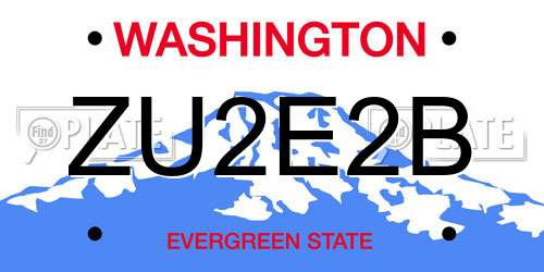 ZU2E2B Washington License Plate