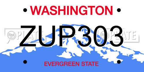 ZUP303 Washington License Plate