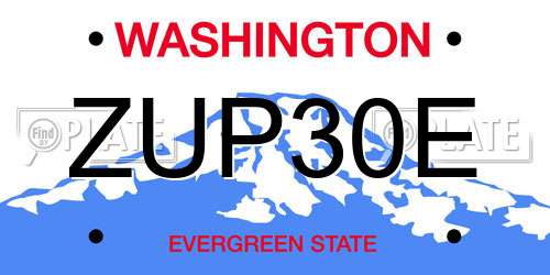 ZUP30E Washington License Plate