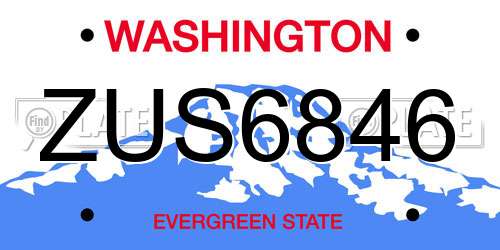 ZUS6846 Washington License Plate