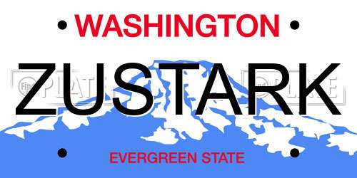 ZUSTARK Washington License Plate
