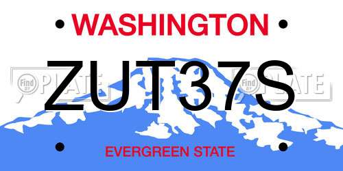 ZUT37S Washington License Plate