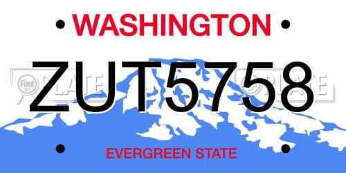 ZUT5758 Washington License Plate