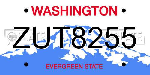 ZUT8255 Washington License Plate