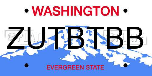 ZUTBTBB Washington License Plate