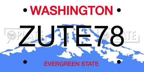 ZUTE78 Washington License Plate
