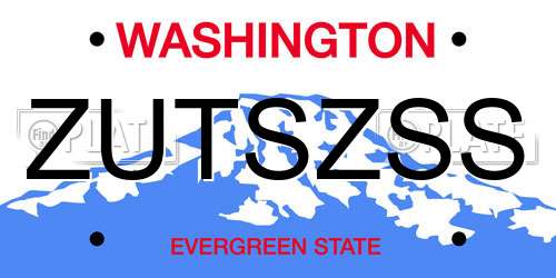 ZUTSZSS Washington License Plate