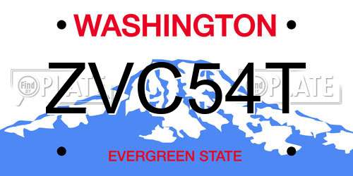 ZVC54T Washington License Plate