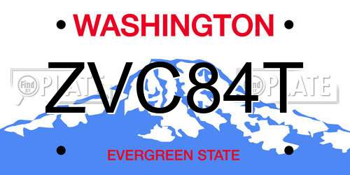ZVC84T Washington License Plate